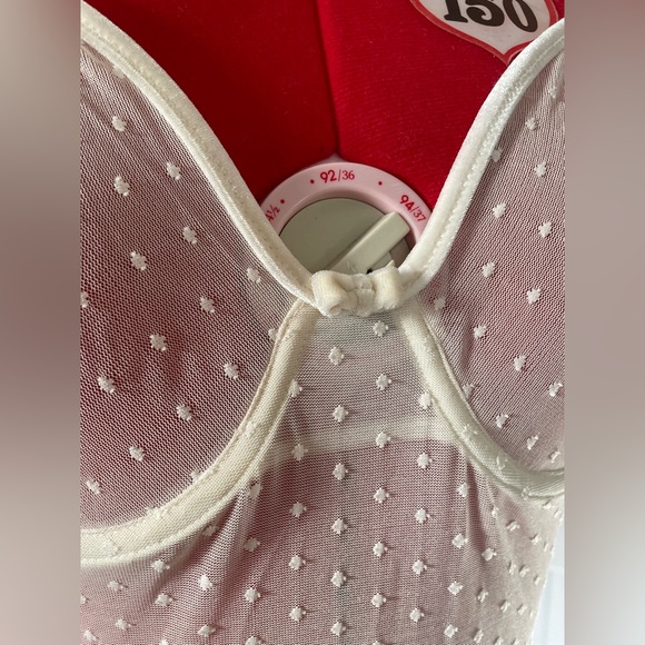 Vintage Marilyn Monroe By Warners Mesh Lingerie Bodysuit With Velvet Polka Dots - Picture 2 of 11